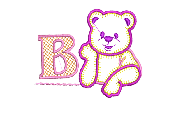 Adorable Teddy Bear with B Embroidery