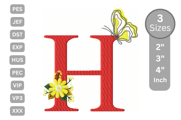 Butterfly Bloom Alphabet - H: A Stylish Serif Embellishment