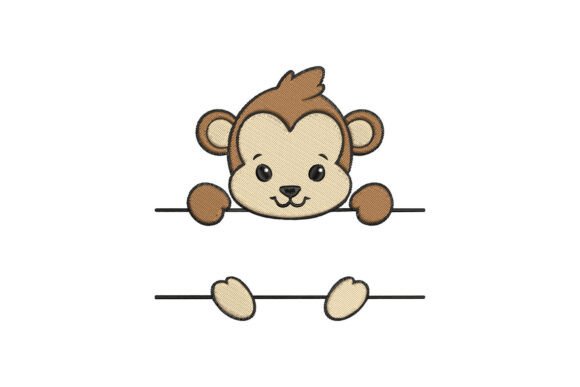 Charming Baby Monkey Monogram Embroidery