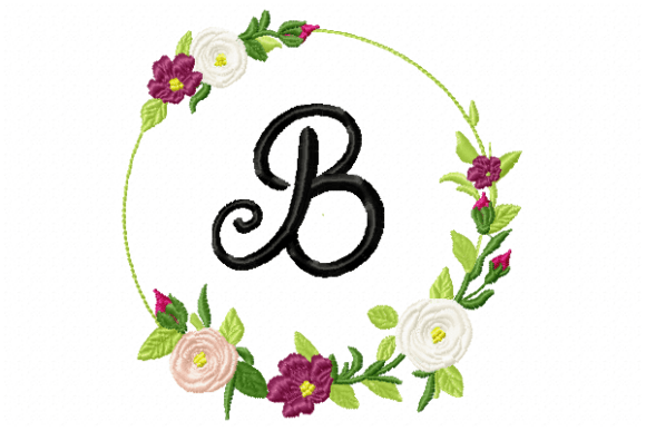 Elegant Frame Roses Monogram Letter B