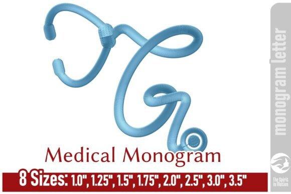 Elegant Medical Embroidery Monogram Letter - G