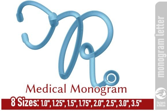 Elegant Medical Embroidery Monogram R