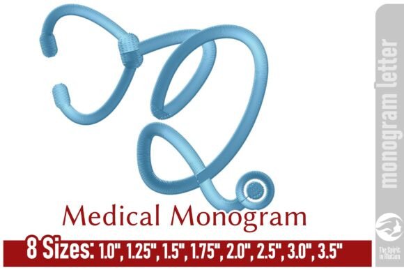 Elegant Stethoscope Monogram: Medical Embroidery Letter Q