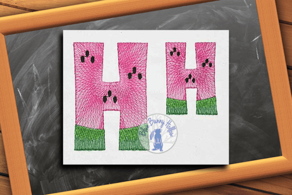 Summer Fun with Watermelon Letter H Embroidery