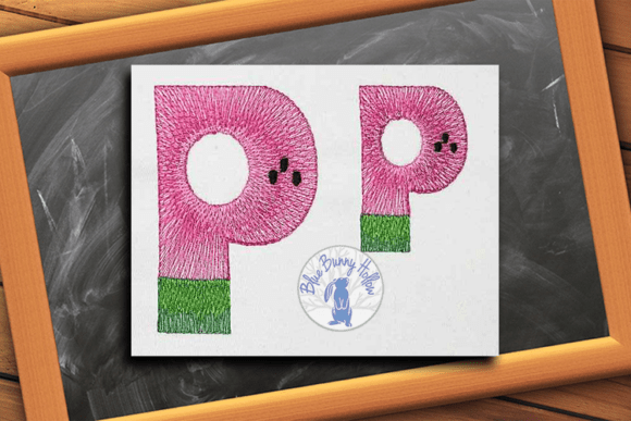 Watermelon Letter P: A Refreshing Summer Embroidery Design