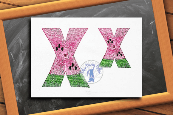 Watermelon Letter X: A Fresh Summer Embroidery Design